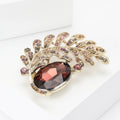 Rhinestone Leaf Branch Brooch Large Oval Stone Blue Purple view 3