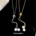 Pearl Drop Lariat Necklaces - 2 Styles Polished Decorative Design view 4
