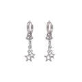 Silver Tone Cat Star and Chain Huggie Dangle Earrings view 5