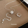 Silver Starburst Firework Y Lariat Necklace Tassel view 4