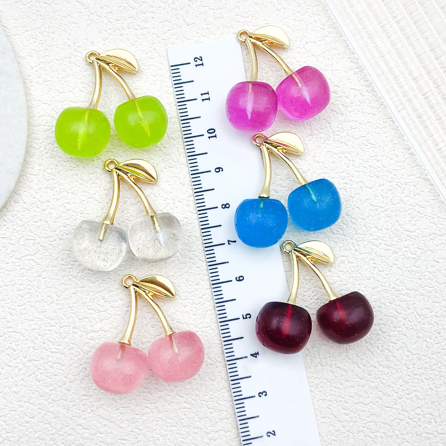 Transparent Acrylic Cherry Charm Pendant for DIY Earrings Necklace and Keychain Jewelry