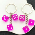 Purple White Black and Red Resin Dice Keychain Set view 1