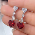 Heart Drop Earrings in Four Colors with Clear Stone Tops view 3