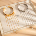Star Chain Fringe Open Upper Arm Cuff in Two Finishes view 2