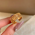 Filigree Rose Open Band Ring Silver Tone Small Zircon view 3
