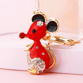 Jeweled Fortune Mouse Keychains in Pink Red Blue Purple and Assorted Colors view 7