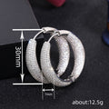 Thick Full Pave Hoop Earrings Gold or Silver Tone 30mm view 4