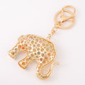 Multicolor Cat Eye Stone Elephant Keychain Gold Metal Charm view 4