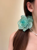 Sheer Mesh Rose Flower Side Hair Clips Four Colors view 7