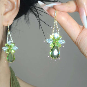 Colorful Butterfly Crystal Teardrop Hook Earrings Jewelry Pair