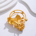 Gold Tone Butterfly Wreath Crystal Two Designs Metal Brooch Pin view 3