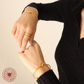 Matte Butterfly Hinge Bangle Bracelet Gold Rose Crystal view 3