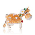 Enamel Cow Brooch Flower Ear Red Heart Three Colors view 2