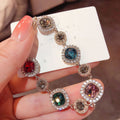 Rose Gold Halo Crystal Link Bracelet Eight Gem Colorways view 4