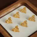 Textured Heart Stud Earrings Wrinkled Metal Gold Or Silver view 4