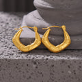 Bamboo Texture U Hoop Earrings Titanium Steel Geometric Pair view 2