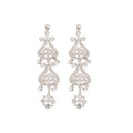 Silver Tone Crystal Chandelier Fringe Stud Earrings view 5
