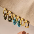 Irregular Open Loop Stone Cluster Stud Earrings in Gold Tone view 1