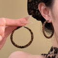 Leopard Print Hoop Earrings in Heart and Round Shapes view 1