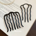 Black Matte U-Shaped Four and Seven Prong Bun Hair Pins view 4