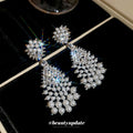 Crystal Chandelier Stud Earrings With Pearl Tassels view 3
