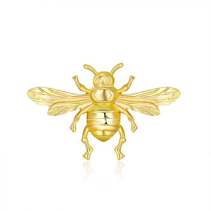Gold Tone Yellow Bee Metal Brooch Pin for Jackets and Lapels
