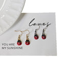 Enamel Mini Ladybug Drop Earrings Gold Silver Hooks view 5