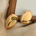 Large Polished Teardrop Stud Earrings Gold Steel Metal view 3