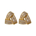 Silver Tone Crystal Open Triangle Geometric Stud Earrings view 5