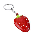 Glossy Red Apple Strawberry Fruit Charm Keychain With Silver Key Ring view 5