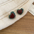 Fabric Heart Stud Earrings with Green Bear or Ivory Heart view 6