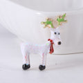 White Enamel Deer Brooch with Green Antlers Decorative Lapel Pin view 6