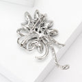 Crystal Flower Spray Brooch in Detailed Metal and Crystal Design view 3