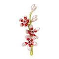 Enamel Blossom Branch Brooch with Pearl Flower Centers view 1