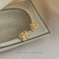Gold Irregular Molten Nugget Stud Earrings Two Styles view 4