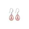 Teardrop Faux Pearl Silver Tone Hook Earrings Two Colors view 5