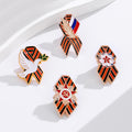 Red Gold Tone Flag Enamel Four Designs Metal Brooch Pin view 5