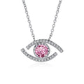 Silver Pave Evil Eye Pendant Necklace Five Center Colors view 3