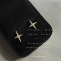 Gold Tone Clear Stone Four Point Starburst Stud Earrings view 6