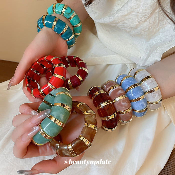 Acrylic Marbled Segment Bracelets Gold Spacers 8 Colors
