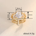 Gold Tone Three Piece Oval CZ Stack Ring Set Clear Stones view 4