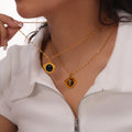 Eye Pendant Necklace Tiger Eye Or Black Glass Gold Steel view 4