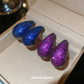 Pavé Teardrop Stud Earrings in Pink and Blue Fashion Jewelry view 3