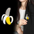 Yellow Gold Tone Banana Crystal Metal Brooch Pin for Jackets and Lapels view 4
