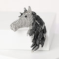 Crystal Horse Head Brooch in Three Mane Colors Lapel Pin view 4