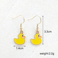 Yellow Duck Drop Earrings with Gold Tone Fishhook Ear Wires view 4