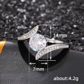 Silver Tone Bypass Solitaire Crystal Ring with Polished Metal Finish view 5
