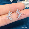 Silver Tone Floral Branch Drop Earrings With Clear Stones view 5