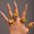 Chunky Polished Gold Dome Signet Ring Bold Smooth Band Sizes view 4