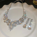 Three Gold Or Silver Crystal Leaf Teardrop Necklace And Earring Sets view 8